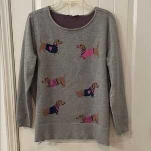 Astrologie XL Gray Sweater with Dachshund Design round neck EUC